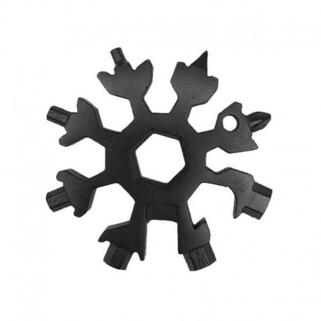 Fekete - 18 az 1-ben multi szerszám rozsdamentes eszköz hópehely alakú kulcstartó csavarhúzó USA