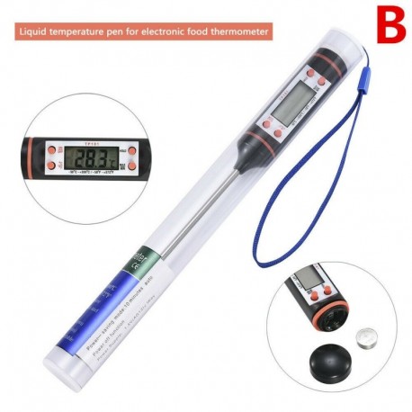 *B - Digitális LCD élelmiszer-hőmérő szonda hőmérsékletű konyhai főzés hús és víz BBQ JP