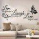 Nincs szín - Live Laugh Love Quotes Butterfly Wall Stickers Art Room Decal Home Room Decor JP