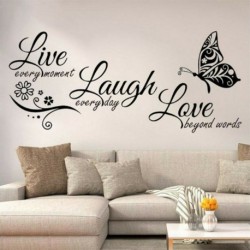 Nincs szín - Live Laugh Love Quotes Butterfly Wall Stickers Art Room Decal Home Room Decor JP