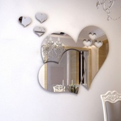 Nincs szín - Kivehető 3D-s tükör Love Hearts fali matrica Otthoni művészeti falfestmény matrica dekoráció DIY