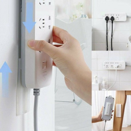 Nincs szín - Varrat nélküli lyukasztás nélküli mágikus dugószalag rögzítő matricatartó Power Strip ragacsos