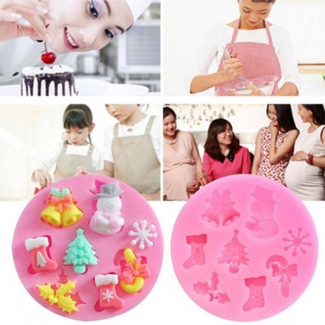 Kerek - Karácsonyi mintás szilikon csokoládéforma - fondant forma