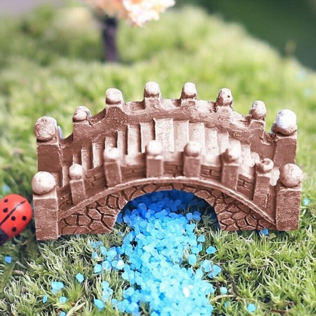 1db sárga tégla híd - Figura miniatűr kézműves növény cserepes tündér babaház dekor kerti dísz DIY CA