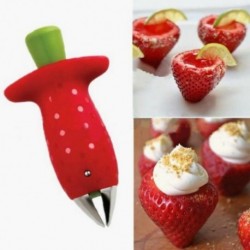 Nincs szín - Strawberry Berry Stem Gem Leaves Huller Remover Removal Fruit Corer Kitchen eszköz
