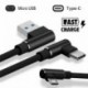 * A-2M (Micro USB) - 90 fokos derékszögű L típusú C / Android / Micro USB adatszinkron gyors töltőkábel