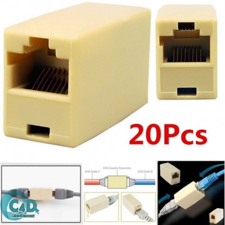 5db - 20X RJ45 Ethernet hálózati LAN Cat5e Cat6 kábel asztalos adapter csatlakozó hosszabbító