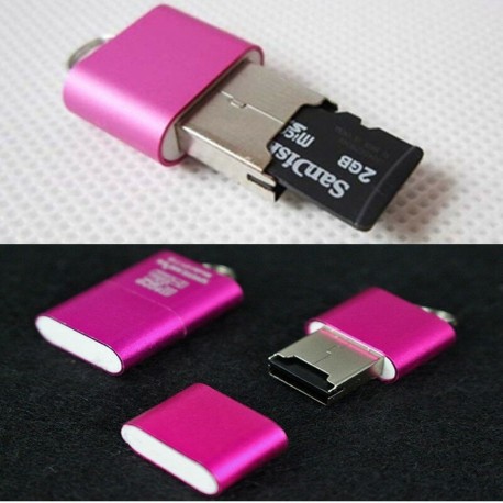 Nincs szín - 1PC USB 2.0 nagysebességű Mini Micro SD TF T-Flash memóriakártya-olvasó adapter rózsaszín
