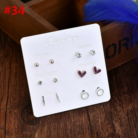 * 34 6pár / tétel - 24 pár divat női strasszos kristály gyöngy fülbevaló ékszer ajándék