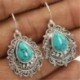 Nincs szín - Boho Tibetan 925 ezüst türkiz Dangle csepp kampós fülbevaló női ékszerek