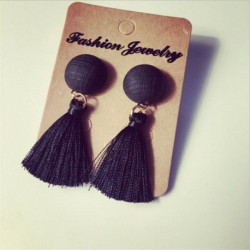 * 2 Fekete - Női színes bohém fülbevalók nyári hosszú bojt béren kívüli Boho Dangle fülbevalók