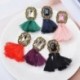 * 2 Fekete - Női színes bohém fülbevalók nyári hosszú bojt béren kívüli Boho Dangle fülbevalók