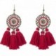 * 48 Piros - Női színes bohém fülbevalók nyári hosszú bojt béren kívüli Boho Dangle fülbevalók