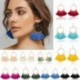 * 48 Piros - Női színes bohém fülbevalók nyári hosszú bojt béren kívüli Boho Dangle fülbevalók