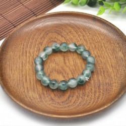 Nincs szín - 10mm 100%  -ban természetes minőségű Grade Jade Jadeite kerek drágakő gyöngy karkötő Új