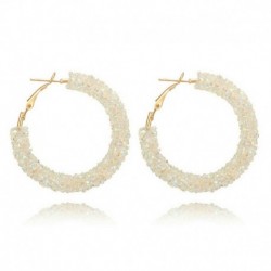 * 14 fehér (4,3 cm) - Nagy kerek női karika fülbevalók medál varázsa ezüst arany ékszerek ajándék esküvő