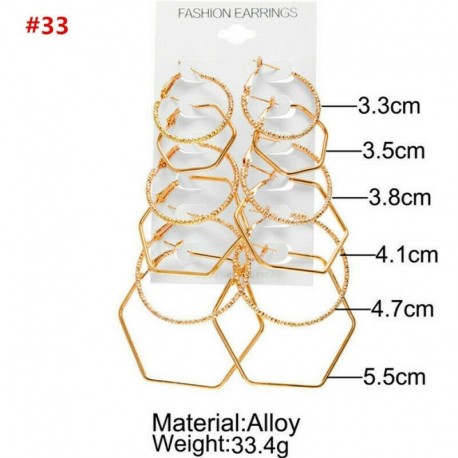 * 33 Arany - Nagy kerek női karika fülbevalók medál varázsa ezüst arany ékszerek ajándék esküvő