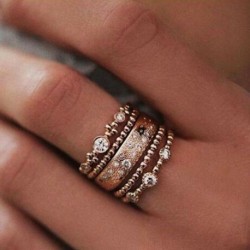 8 * - 5db / készlet Crystal Rose Gold halmozott gyűrű 5 szikrázó gyűrű Boho ékszer