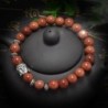 Piros és barna gyöngyök, ezüst Buddha ... - Férfi természetes lávakő drágakő gyöngy karkötő Buddha fej varázsa