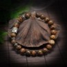 Barna gyöngyök, ezüst Buddha fej - Férfi természetes lávakő drágakő gyöngy karkötő Buddha fej varázsa gyöngyös