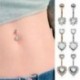 * 7 Fehér - Ragyogjon köldök hasi gomb gyűrűk bár kristályvirág dangle test Piercing ékszerek