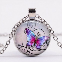 Misztikus pillangó - Vintage Retro Butterfly Dragon Cabochon bronz üveglánc medál nyaklánc