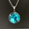 Kék fluoreszkáló felkelő hold - Vintage Retro Butterfly Dragon Cabochon bronz üveglánc medál nyaklánc