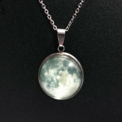 Fehér fluoreszkáló felkelő hold - Vintage Retro Butterfly Dragon Cabochon bronz üveglánc medál nyaklánc