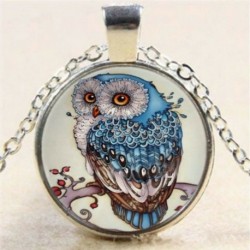 Nincs szín - Vintage Steampunk Owl Photo Cabochon üveg medál ezüst lánc nyaklánc ékszerek