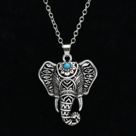 Nincs szín - Vintage retro ezüst elefánt varázsa medál türkiz lánc choker nyaklánc ajándék