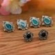 Nincs szín - 5Pairs / Set Women Vintage Türkiz fülbevalók ékszer fülbevalók Boho fülbevalók Új