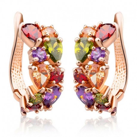 Nincs szín - Divat női arany kristály színes strasszos karika Huggies fülbevalók