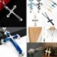 * 17 Ezüst - Divat Unisex 925 ezüst rozsdamentes acél kereszt medál lánc nyaklánc ékszer