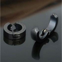 Fekete - 2db punk rozsdamentes acél férfi klip a fülbevaló karika nem szúró fülbevalókkal retro