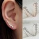 2 - Női aranyos kétoldalas füldzseki piercing vízcsepp kristály fülbevalók ékszerek