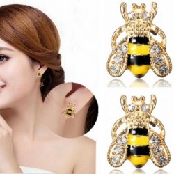 Nincs szín - Női zománc strasszos darázs méh kristály fülbevalók állati fül Stud ékszer ajándék