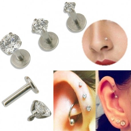 4mm - 16G drágakő kerek Tragus ajak gyűrű Monroe fülcsap fülbevaló test porc piercing