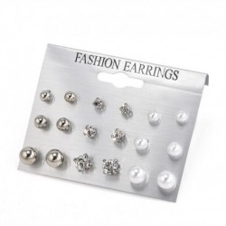 9 pár / ezüst szett - Egyesült Királyság bájos strasszos kristály gyöngy fülbevalók szett női fülbevalók ékszerek