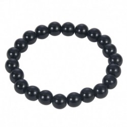 10mm - Férfi női fekete Obszidián kerek gömbgyöngyökkel nyújtható rugalmas karkötő 8/10 / 12MM