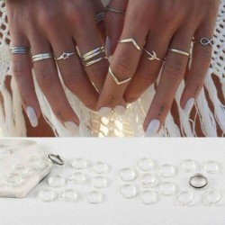 A32-12Pcs / Ezüst szett - 15db Boho verem sima felett csülök gyűrű Midi ujjhegy gyűrűk készlet ezüst / arany
