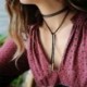 * 57 - Vintage retro fekete csipke kristály varázsa medál choker nyaklánc gótikus ékszerek