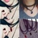 * 47 - Vintage retro fekete csipke kristály varázsa medál choker nyaklánc gótikus ékszerek