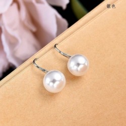 * 9 (6 cm hosszúság) - Gyönyörű klasszikus 925 ezüstözött gyöngy csepp / csüngős horog fülbevalók Egyesült