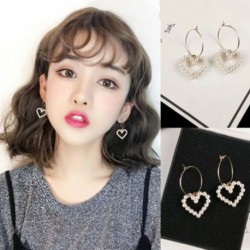 Nincs szín - Női koreai kör szív gyöngy csepp dangle divat party fülbevalók ékszerek