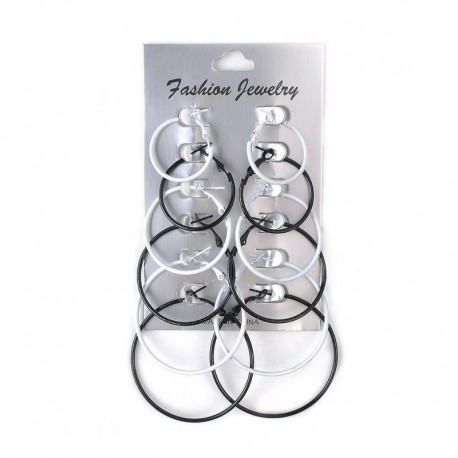 * 7 Fekete   Fehér (2,5-5 cm) - Divattervezés geometria női kör kör csepp karika fülbevaló ékszerek