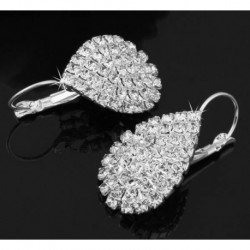 Nincs szín - Divat női 925 ezüst csillogó strasszos könnycsepp dangle fülbevalók ékszerek