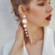 Nincs szín - Hosszú csepp gyöngy arany nyilatkozat csüngő fülbevalók esküvői party ajándék ékszerek * Egyesült