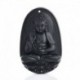 Buddha - Férfi nők fekete természetes Obszidián faragott Buddha medál nyaklánc kötél ékszerek