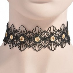2 * - Vintage gótikus fekete csipke virág fojtó gallér nyaklánc Retro Punk női ékszerek