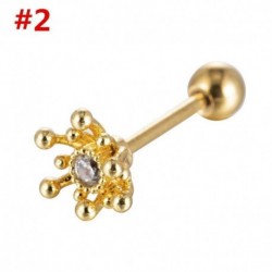 * 2 Arany - 1db Mini gyémántok gyűrűs rúd fülmászó Tragus Helix piercing fülbevaló